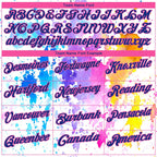 Custom White Royal-Pink 3D Pattern Design Watercolor Performance Golf Polo Shirt photo 2