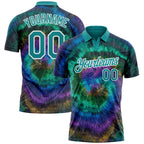 Custom Tie Dye Teal-White 3D Performance Golf Polo Shirt photo 1