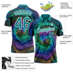 Custom Tie Dye Teal-White 3D Performance Golf Polo Shirt photo 3