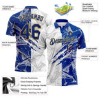 Custom Graffiti Pattern Royal-Old Gold 3D Scratch Performance Golf Polo Shirt photo 3
