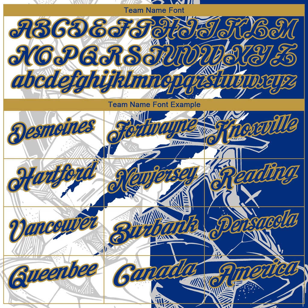 Custom Graffiti Pattern Royal-Old Gold 3D Scratch Performance Golf Polo Shirt photo 4