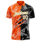 Custom Graffiti Pattern White Orange-Old Gold 3D Scratch Performance Golf Polo Shirt photo 2