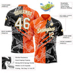 Custom Graffiti Pattern White Orange-Old Gold 3D Scratch Performance Golf Polo Shirt photo 3