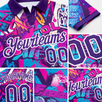 Custom Graffiti Pattern Purple-White 3D Performance Golf Polo Shirt detail