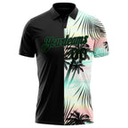 Custom Black Green 3D Pattern Design Tropical Hawaii Palm Leaves Performance Golf Polo Shirt photo 1