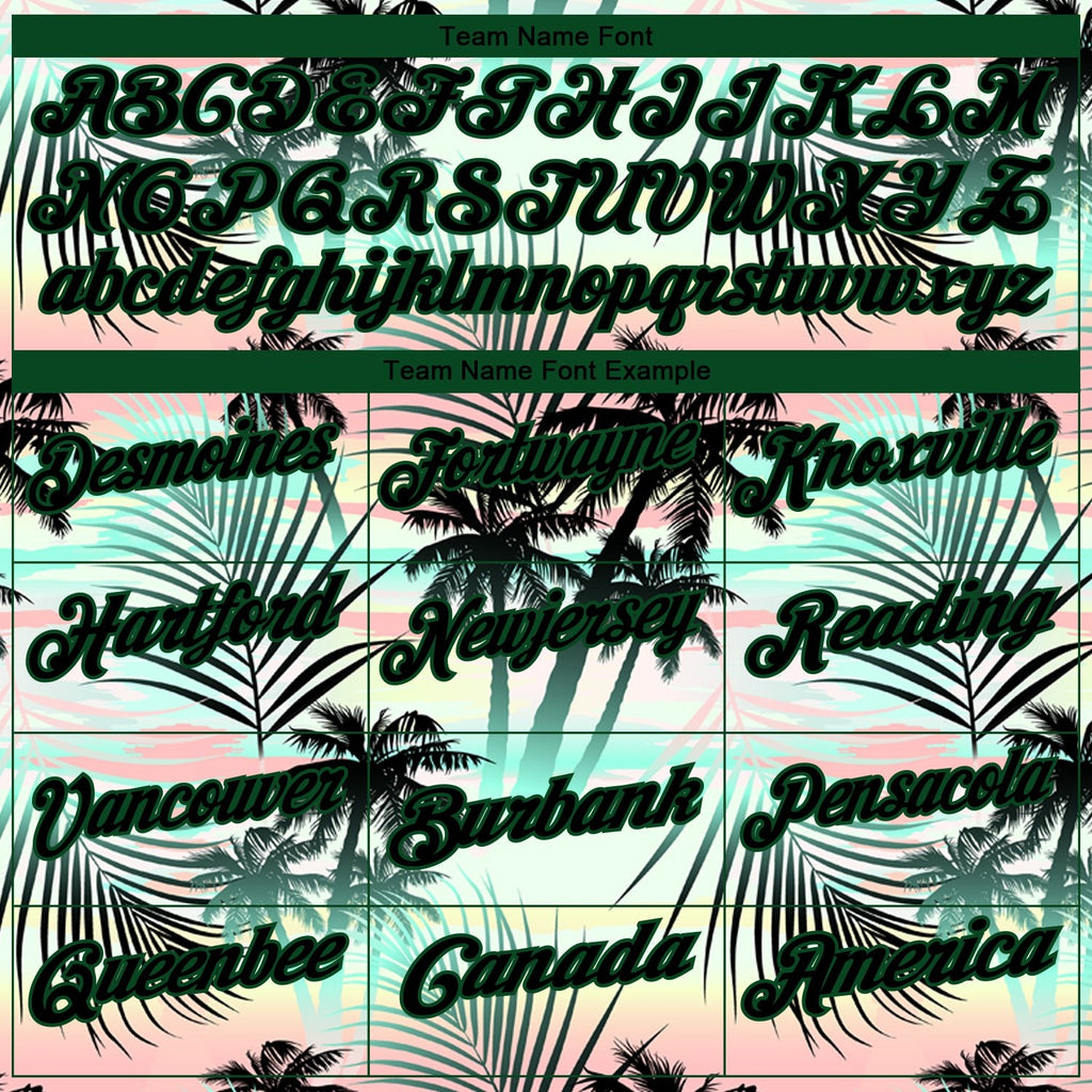 Custom Black Green 3D Pattern Design Tropical Hawaii Palm Leaves Performance Golf Polo Shirt photo 2