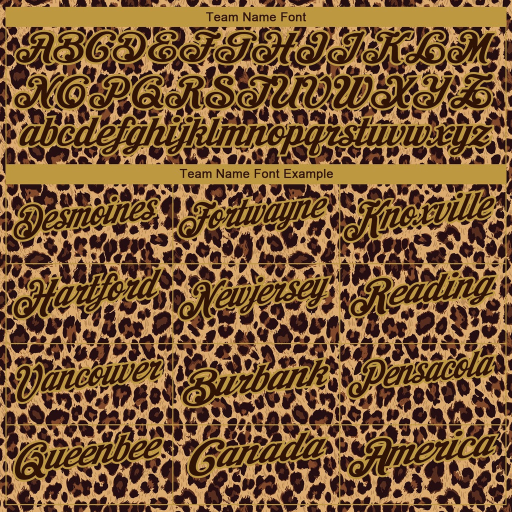Custom Brown Old Gold 3D Pattern Design Leopard Print Performance Golf Polo Shirt photo 3