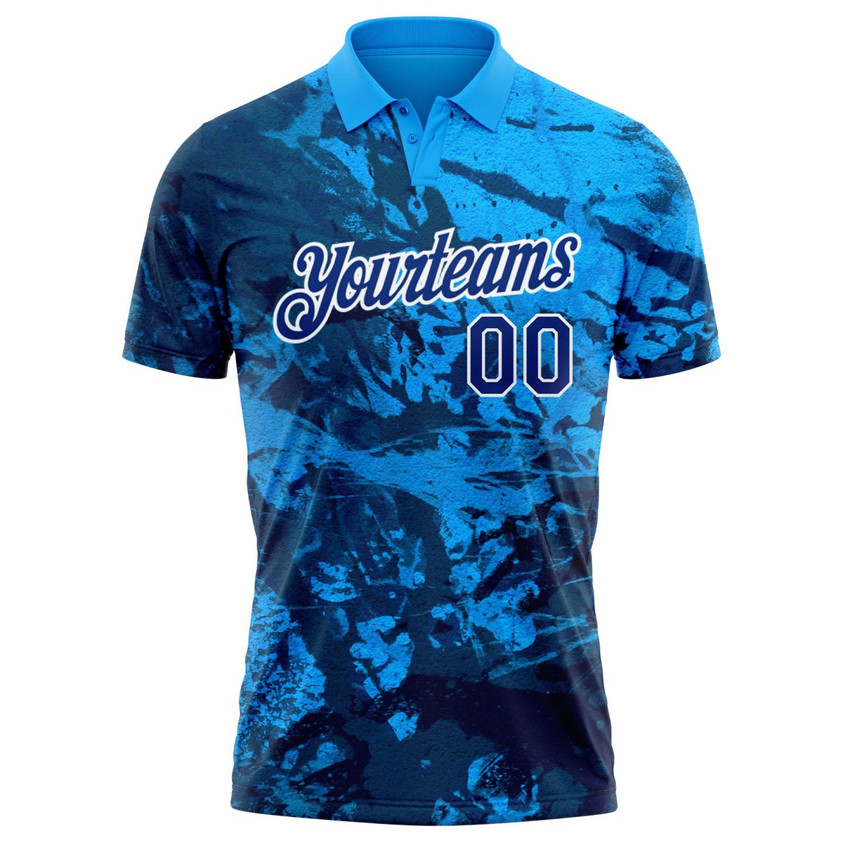 Custom Graffiti Pattern Royal-White 3D Performance Golf Polo Shirt photo 2