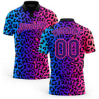 Custom Pink Purple-Black 3D Pattern Design Leopard Print Performance Golf Polo Shirt