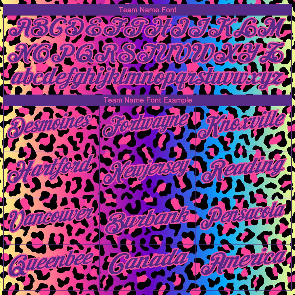 Custom Pink Purple-Black 3D Pattern Design Leopard Print Performance Golf Polo Shirt photo 3