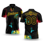 Custom Graffiti Pattern Black-Yellow 3D Performance Golf Polo Shirt