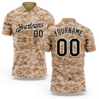 Custom Camo Black-Cream Performance Salute To Service Golf Polo Shirt