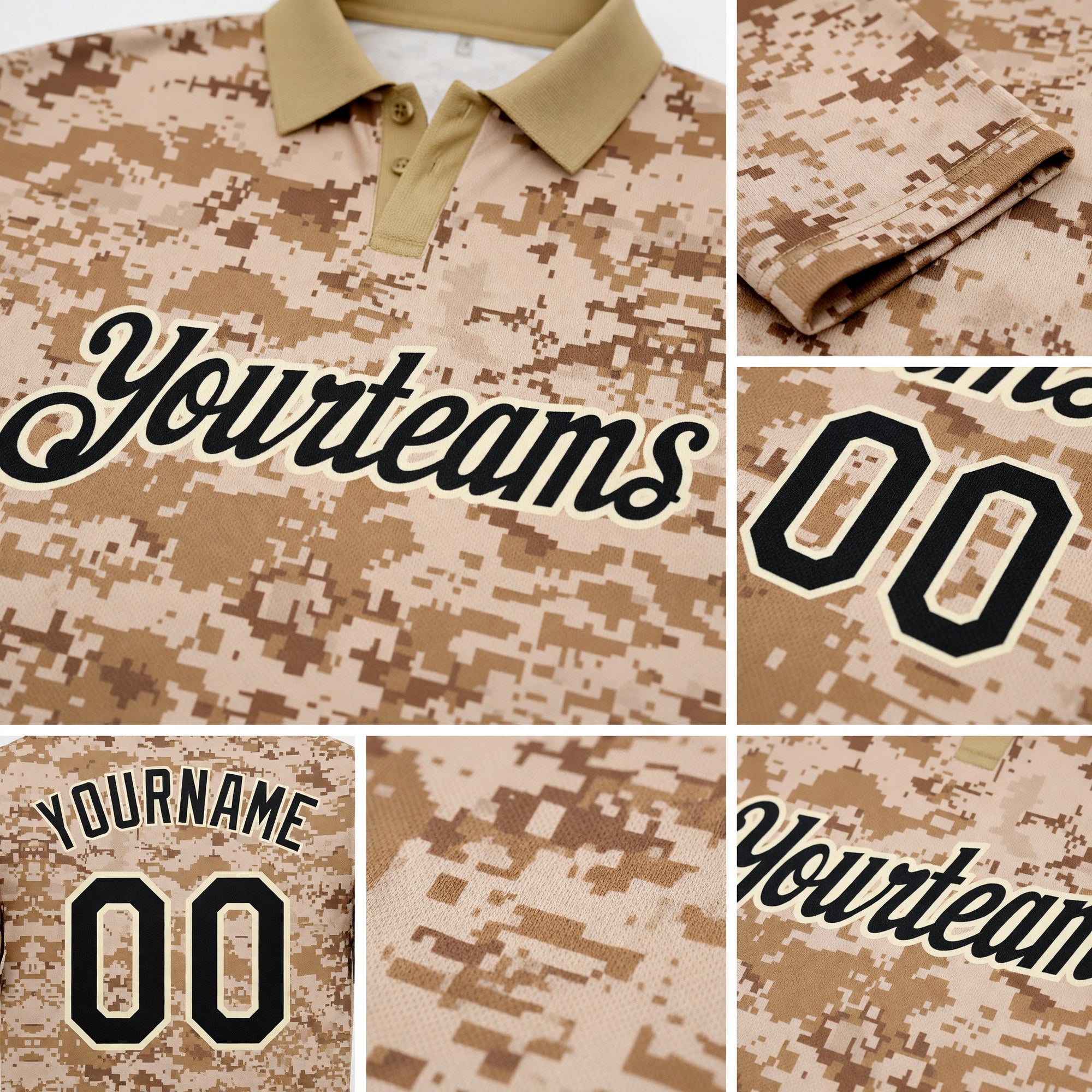 Custom Camo Black-Cream Performance Salute To Service Golf Polo Shirt detail