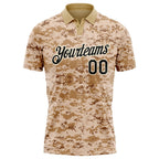 Custom Camo Black-Cream Performance Salute To Service Golf Polo Shirt photo 1