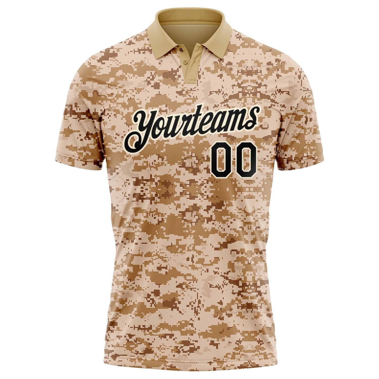 Custom Camo Black-Cream Performance Salute To Service Golf Polo Shirt photo 1
