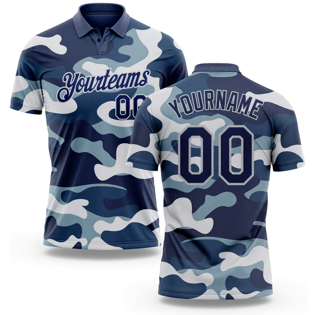 Custom Camo Navy-Light Gray Performance Salute To Service Golf Polo Shirt