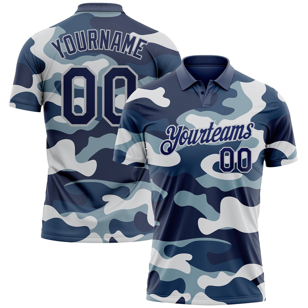 Custom Camo Navy-Light Gray Performance Salute To Service Golf Polo Shirt photo 1