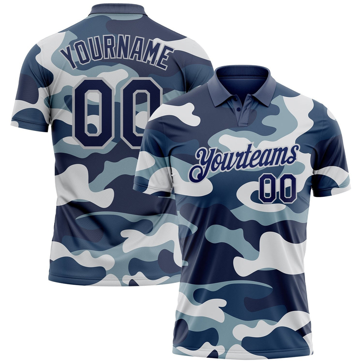 Custom Camo Navy-Light Gray Performance Salute To Service Golf Polo Shirt photo 1