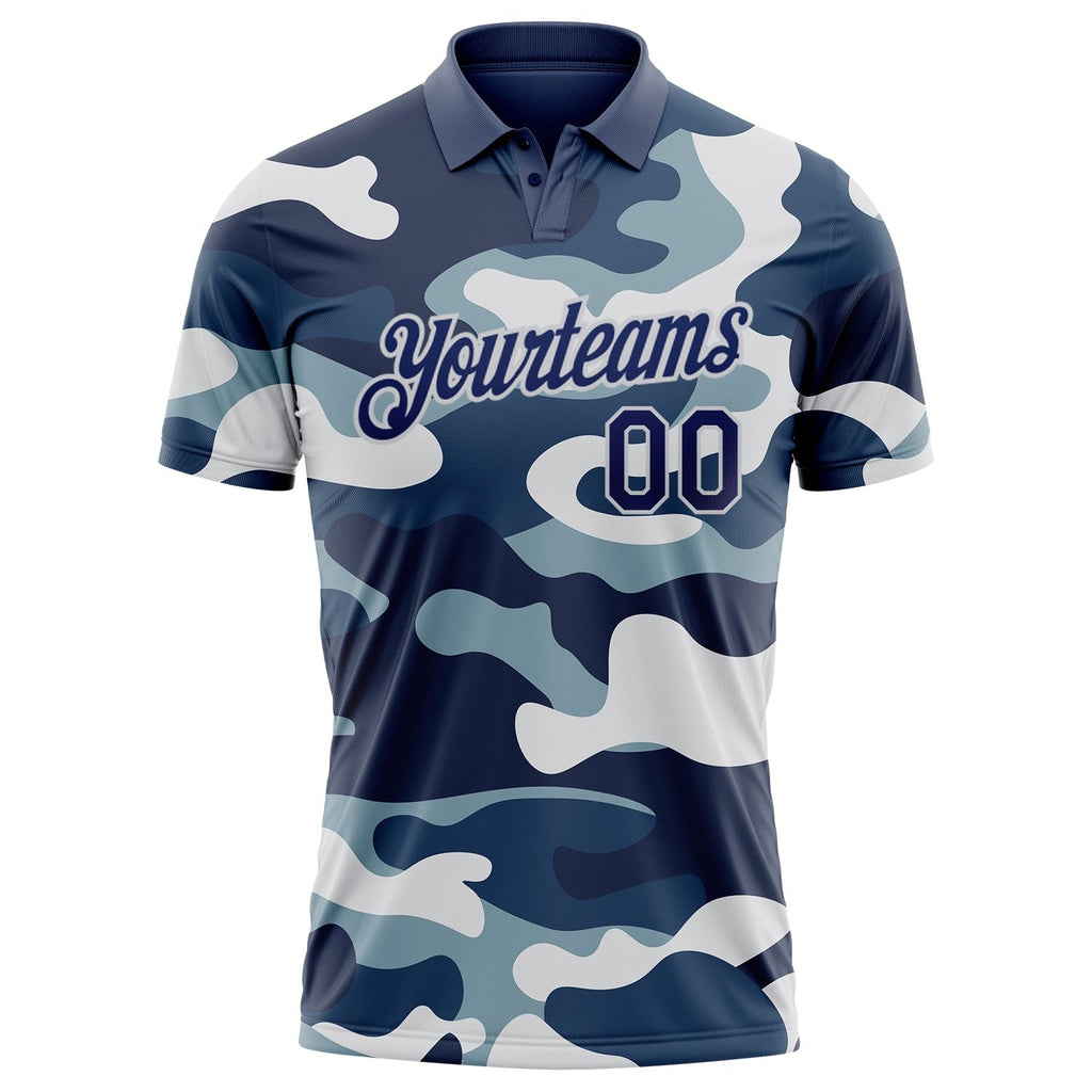Custom Camo Navy-Light Gray Performance Salute To Service Golf Polo Shirt photo 2