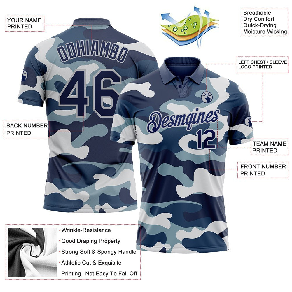 Custom Camo Navy-Light Gray Performance Salute To Service Golf Polo Shirt photo 3