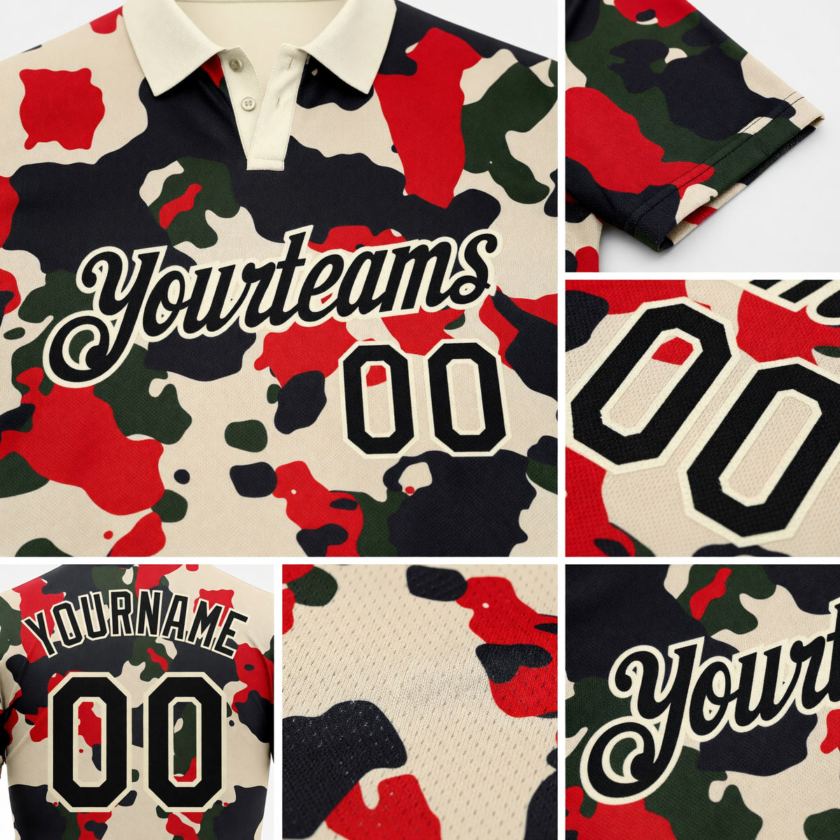 Custom Camo Black-Cream Performance Salute To Service Golf Polo Shirt detail