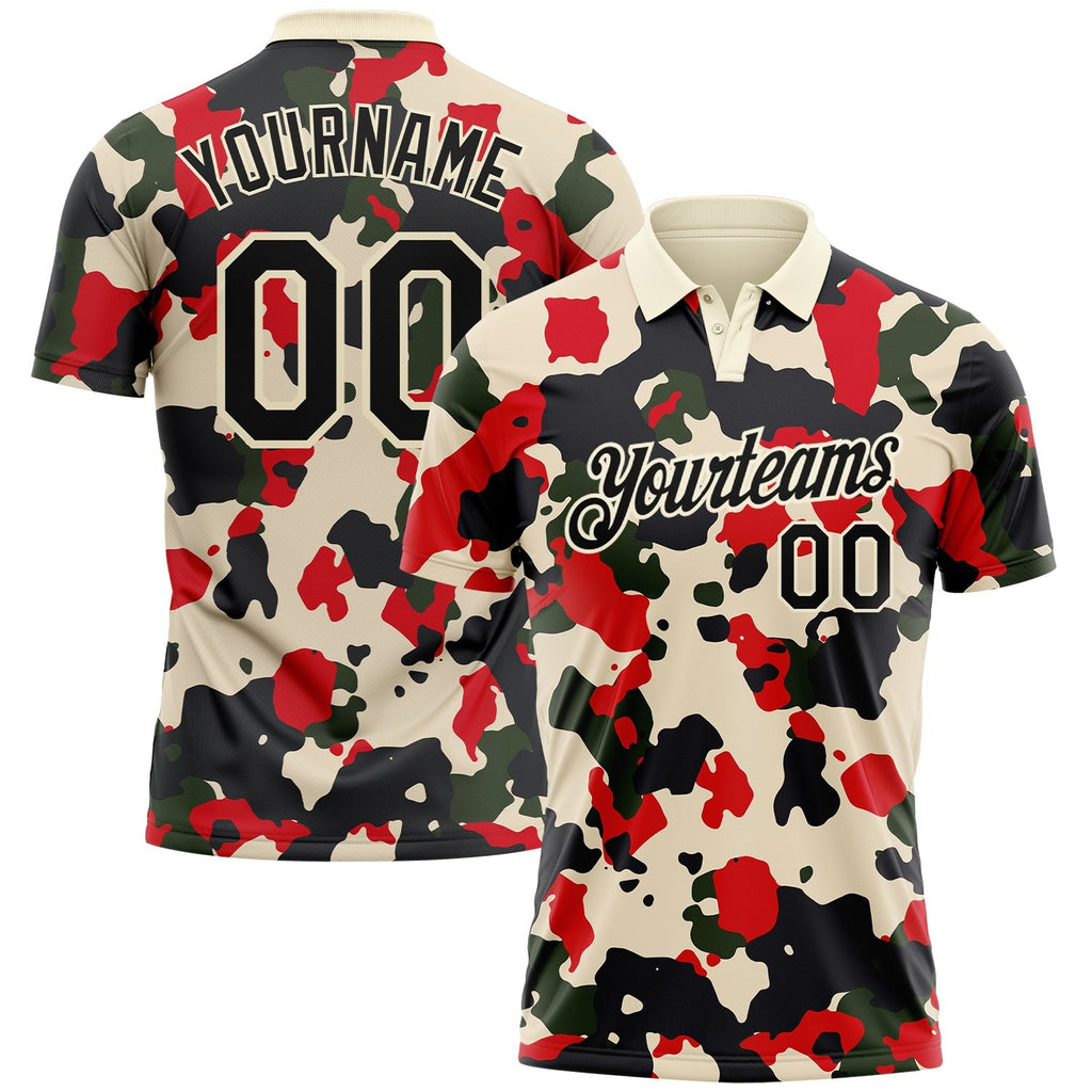 Custom Camo Black-Cream Performance Salute To Service Golf Polo Shirt photo 1