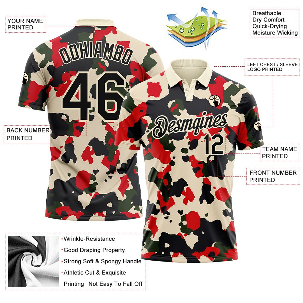 Custom Camo Black-Cream Performance Salute To Service Golf Polo Shirt photo 3