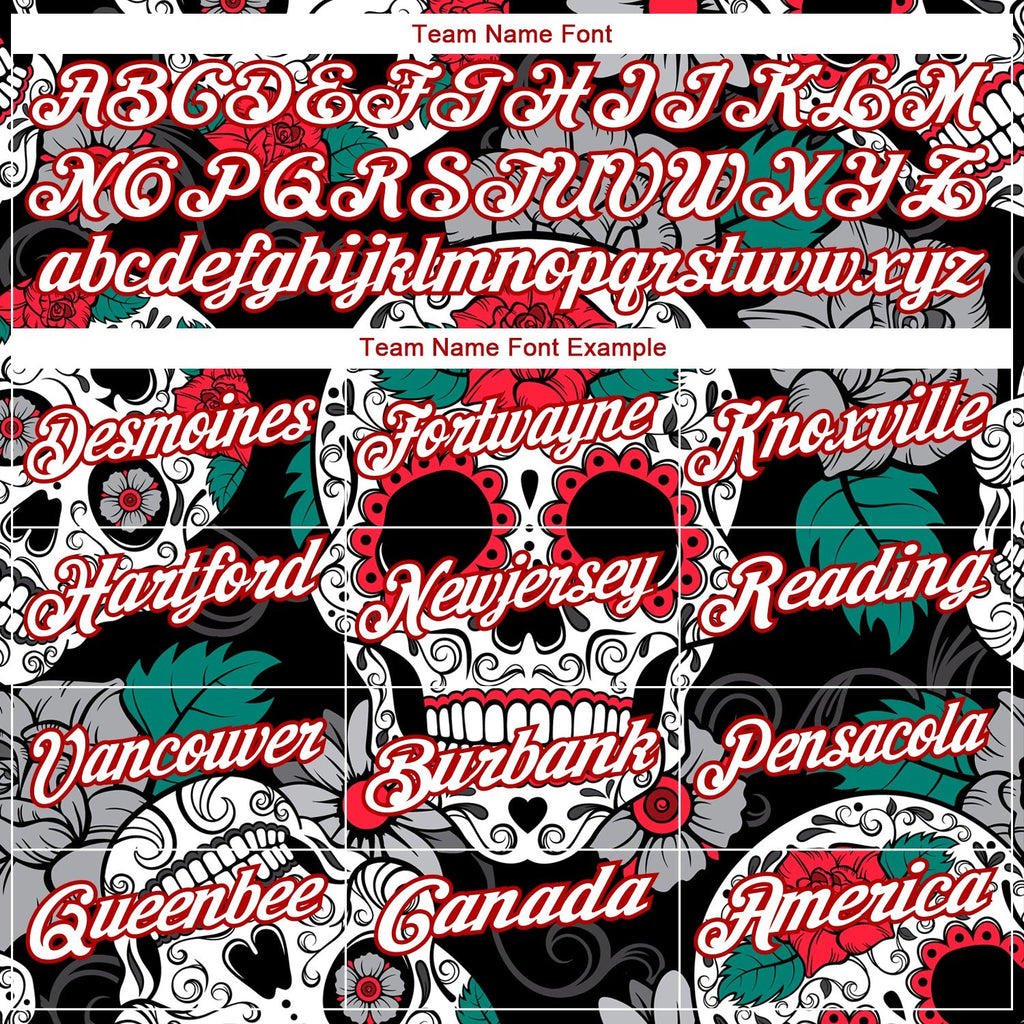 Custom Black White-Red 3D Skull Fashion Performance Golf Polo Shirt photo 3