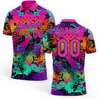 Custom Graffiti Pattern Pink-Purple 3D Performance Golf Polo Shirt