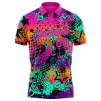 Custom Graffiti Pattern Pink-Purple 3D Performance Golf Polo Shirt photo 2