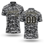 Custom Camo Black-Cream 3D Performance Salute To Service Golf Polo Shirt