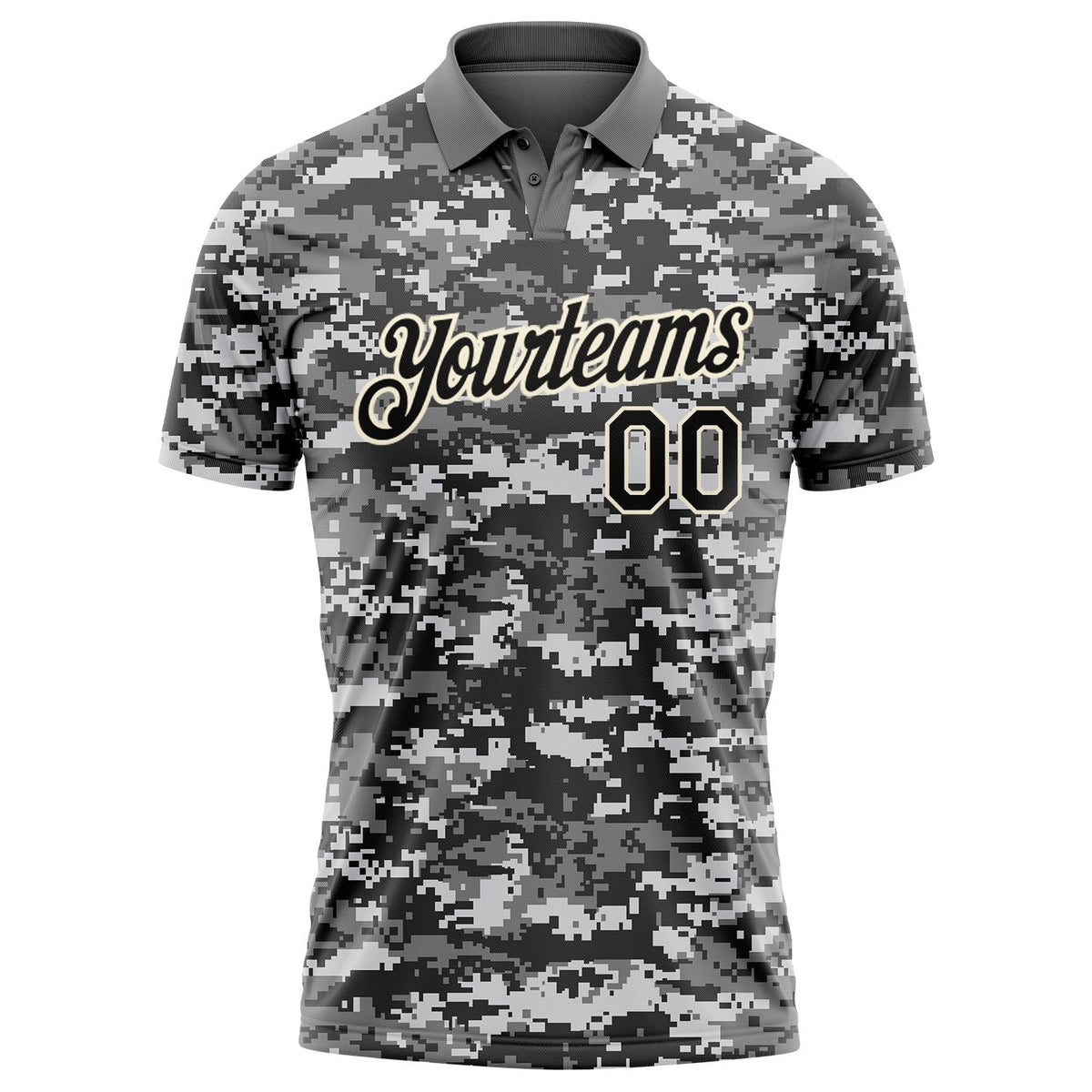 Custom Camo Black-Cream 3D Performance Salute To Service Golf Polo Shirt photo 2