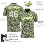 Custom Green White-Neon Green 3D Pattern Design Dollar Performance Golf Polo Shirt photo 2