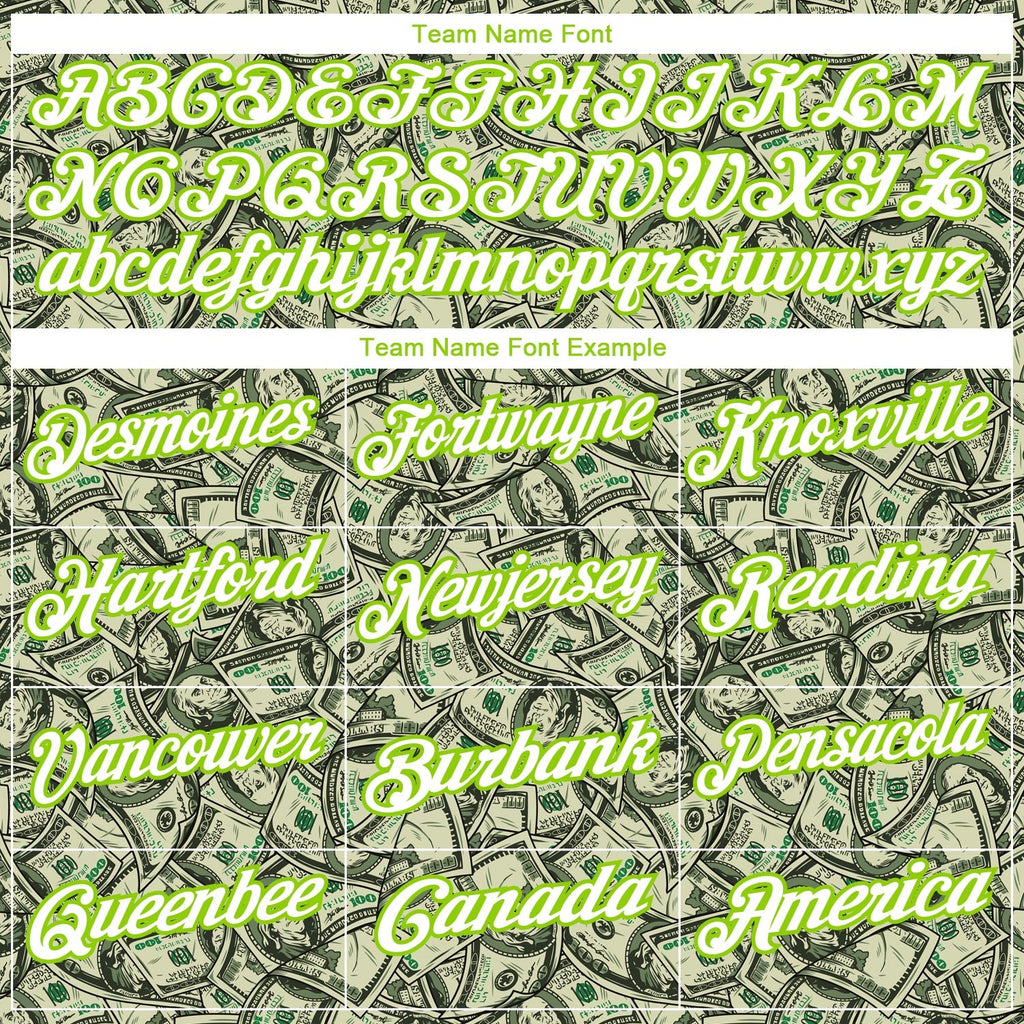 Custom Green White-Neon Green 3D Pattern Design Dollar Performance Golf Polo Shirt photo 3