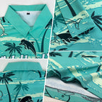 Custom Teal White 3D Pattern Design Hawaii Palm Trees Performance Golf Polo Shirt photo 1