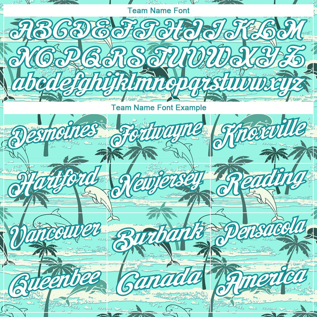 Custom Teal White 3D Pattern Design Hawaii Palm Trees Performance Golf Polo Shirt photo 3