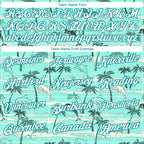 Custom Teal White 3D Pattern Design Hawaii Palm Trees Performance Golf Polo Shirt photo 3