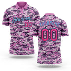 Custom Camo Pink-Light Blue Performance Salute To Service Golf Polo Shirt