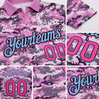 Custom Camo Pink-Light Blue Performance Salute To Service Golf Polo Shirt detail