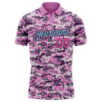 Custom Camo Pink-Light Blue Performance Salute To Service Golf Polo Shirt photo 2