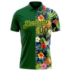 Custom Green Yellow 3D Pattern Design Tropical Pattern With Pineapples Palm Leaves And Flowers Performance Golf Polo Shirt photo 2