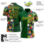 Custom Green Yellow 3D Pattern Design Tropical Pattern With Pineapples Palm Leaves And Flowers Performance Golf Polo Shirt photo 3