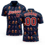 Custom Navy Red-White 3D Christmas Performance Golf Polo Shirt