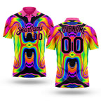 Custom Pink Black 3D Pattern Design Abstract Iridescent Psychedelic Swirl Fluid Art Performance Golf Polo Shirt
