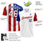 Custom White Red-Royal 3D American Flag Performance Golf Polo Shirt photo 3