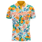 Custom Orange White 3D Pattern Design Fruits Performance Golf Polo Shirt photo 1