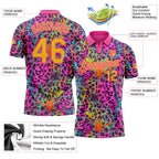 Custom Graffiti Pattern Yellow-Pink 3D Colorful Leopard Print Performance Golf Polo Shirt photo 3