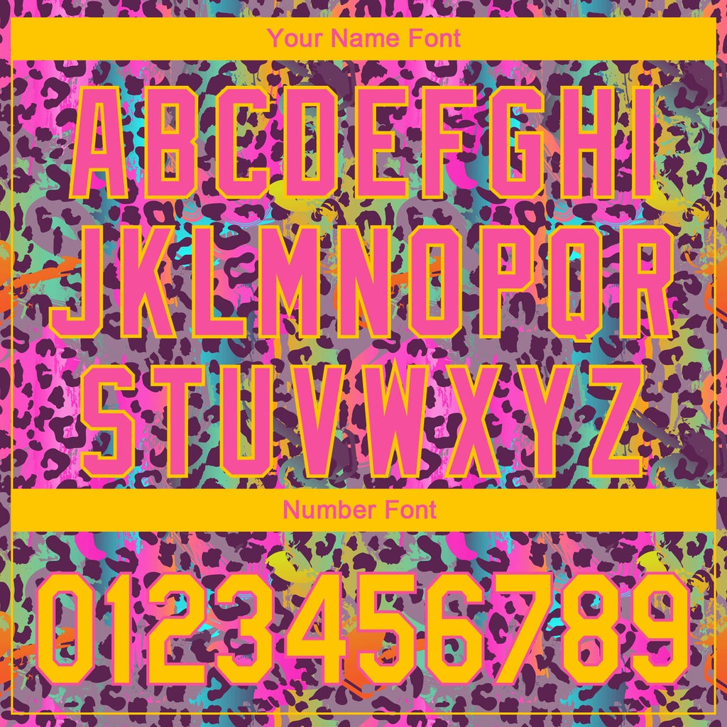 Custom Graffiti Pattern Yellow-Pink 3D Colorful Leopard Print Performance Golf Polo Shirt photo 5