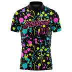 Custom Graffiti Pattern Black-Pink 3D Neon Splatter Performance Golf Polo Shirt photo 2