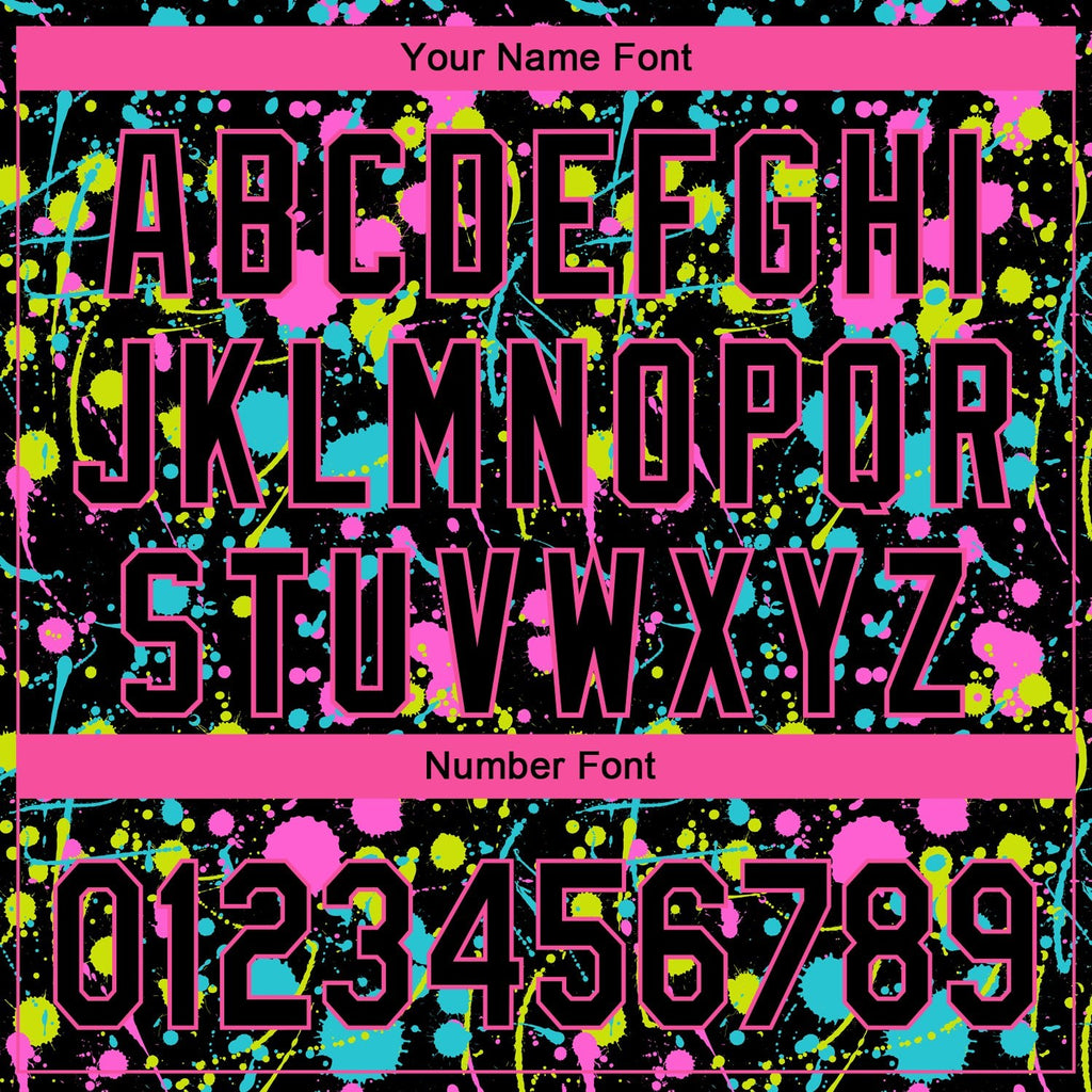 Custom Graffiti Pattern Black-Pink 3D Neon Splatter Performance Golf Polo Shirt photo 5